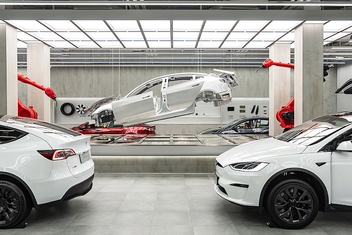 A Tesla showroom.